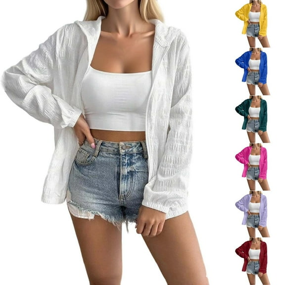 BXINGOHAI Women Full Zip Hoodie, Cotton Zip-Up T-Shirt Hoodie for Women Purple,L