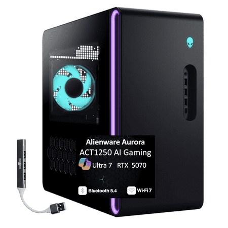 Alienware Aurora ACT1250 Ultra 7 265F RTX 5070 32GB 1TB SSD Win11H w/USB Hub