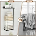 thumbnail image 6 of Aovky Towel Racks for Bathroom, Towel Storage Shelf Rack Wall Mounted, Retractable Metal Bath Towel Holder for Rolled Towels with Hooks, Black, 6 of 8