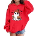 thumbnail image 2 of Gunia Toddler Halloween Ghost Sweatshirt Boy Girl Hoodie Pullover Sweatshirt Cute Printed Long Sleeve Casual Outfit For Youth Warm Fall Winter Clothes Tops Red 3-4 Years, 2 of 4