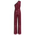 thumbnail image 4 of Xnihocha Combinaison Sans Manches pour Femmes une Épaule Robe de Soirée à Sequins Bourgogne 3TG, 4 of 7