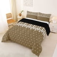 thumbnail image 3 of Castle Fairy Retro Vertical Stripe Full Size Comforter Sets 3-Piece,Minimalist Heart Dot Bedding Comforter Set,Coffee Brown White,Reversible,1 Comforter and 2 Pillowcases, 3 of 6