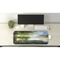 thumbnail image 2 of Landscape Computer Mouse Pad, Fishing Pier by River in the Morning Clouds and Trees Nature Image, Rectangle Non-Slip Rubber Mousepad Large, 31" x 12" Gaming Size, Green Blue White, by Ambesonne, 2 of 2
