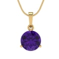 thumbnail image 2 of 2 ct Brilliant Round Cut Solitaire Natural Amethyst 14k Yellow Solid Gold Everyday Affordable Designer Necklace Pendant with 16" Chain, 2 of 6