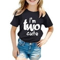 thumbnail image 4 of Tfken Summer T-Shirts For Girls Short Sleeve Letter Print Crew Neck Tops Daily Wear Trendy Children Soft Tops Black Size 3-4 Years, 4 of 4