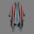 thumbnail image 2 of Boho Mujer Tejido Poncho Falso Falso Cachemira Geométrica Patrón Tassel Oversized Caliente Cuello la Meterk Rosa, 2 of 7