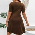 ameIAEA Womens Plus Size Casual Dress Short Sleeve Deep V Neck Knot ...