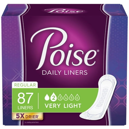 Poise Incontinence Panty Liners, Very Light Absorbency, Regular, 87 Count