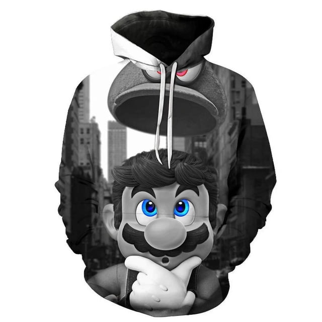 Sudadera con capucha de Super Bros para niños y adultos, con estampado 3D, informal, para disfraz de Halloween y Navidad
