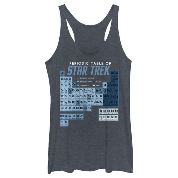 Women's Star Trek Periodic Table Of Starfleet Racerback Tank Top Navy Blue Heather Small