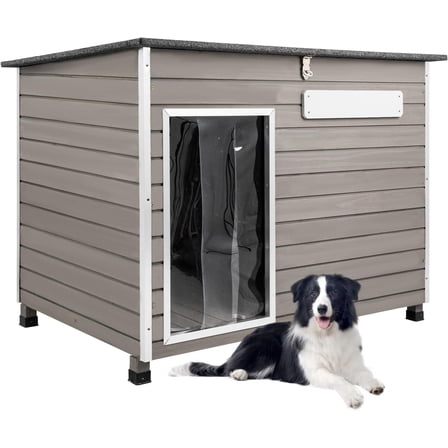 SAEWUD Large Wooden Dog House for Large Dogs – Elevated Outdoor Dog Kennel with Weatherproof Roof, Ventilation & Raised Floor for Backyard, Patio, Porch