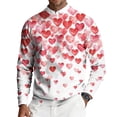 thumbnail image 4 of Fgvctg Romantic Valentine's Day Sweater Men Ribbed Knit Crewneck Sweaters Love Heart Print Soft Pullover Slim Fit Long Sleeve Sweater Oversized Spring Blouse White XL, 4 of 6