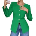 thumbnail image 4 of Solid Long Sleeveless Women Slim Fit Crew Neck Work Office Blazer Coat, 4 of 6