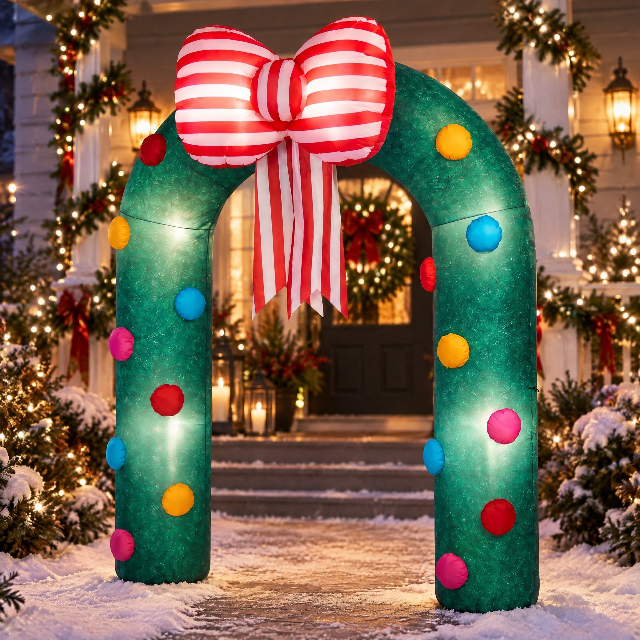 Multicolor Pine Needle Archway Christmas Airblown Yard Inflatable, 8', by Holiday Time