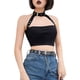 thumbnail image 2 of Playeras,Blusas y Tops,Ropa para Mujer Loose Tank Tops Para Las Mujeres Sexy Bandeau Crop Moda Hebilla Tops Mujeres Casual Cuello Blusa de mujer (Black, L), 2 of 7