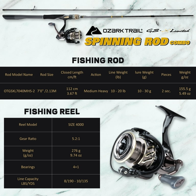 Ozark Trail GS-X Limited Spinning Combo,7'0'' Medium Heavy Action