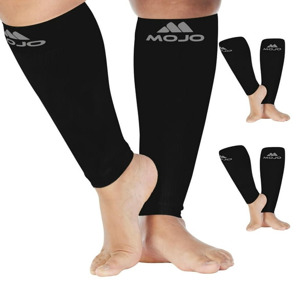Mojo Compression Socks Footless for Men & Women (3 Pairs) 20-30mmHg Black, 3X-Large