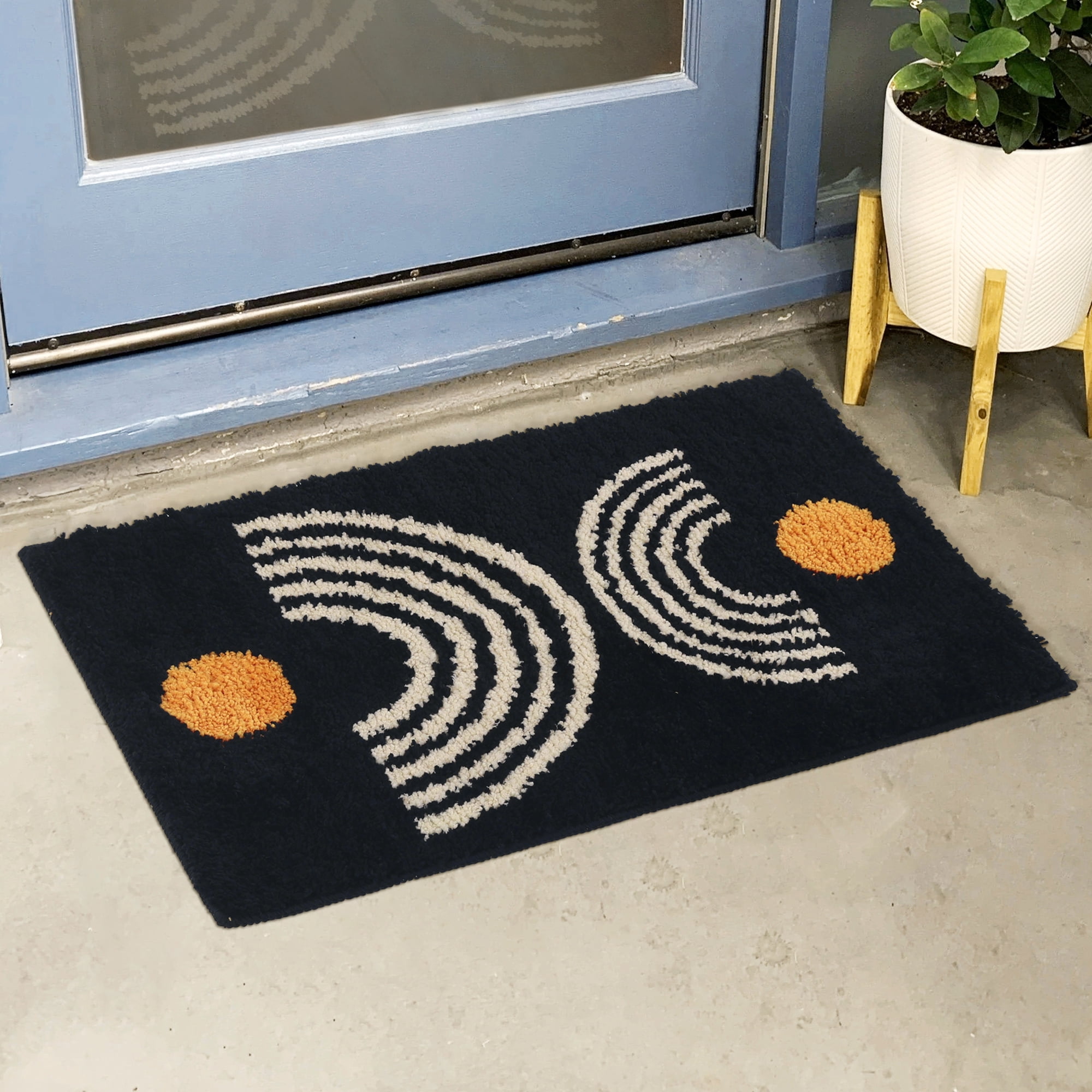 Unique Bargains Non-Slip Absorbent Resist Dirt Entrance Mat Soft Fluffy Carpet Doormats Dark Gray 16"x24"