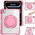 thumbnail image 2 of ELEHOLD Rotating Shockproof Case For iPad Pro 11 2024 Full Body Protection Clear Rugged Cover, 360° Rotating Ring Hand Grip Stand, Nylon Shoulder Strap,Rose, 2 of 7