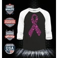 thumbnail image 2 of Shop4Ever Men's Pink Butterfly Ribbon Breast Cancer Awareness Raglan Baseball Shirt Large Black/White, 2 of 4