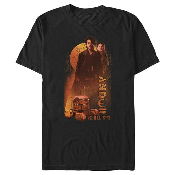 Men's Star Wars: Andor Rebellion Hero Cassian and B2EMO  Graphic Tee Black Small