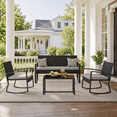 thumbnail image 2 of Aiho 4-Piece Outdoor Patio Conversation Set, All Weather PE Wicker Furniture with 2 Rocking Chairs, Coffee Table & Soft Removable Cushions, Gray for Backyard Porch Garden, 2 of 9