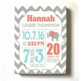 thumbnail image 1 of Personalized Canvas Birth Announcement Nursery Decor Gift, Elephant Design, Custom Name, Date, Weight & Length, Unique Boys & Girls Baby Shower Wall Art Presents, Color Gray # 1, Size - 24X30, 1 of 5