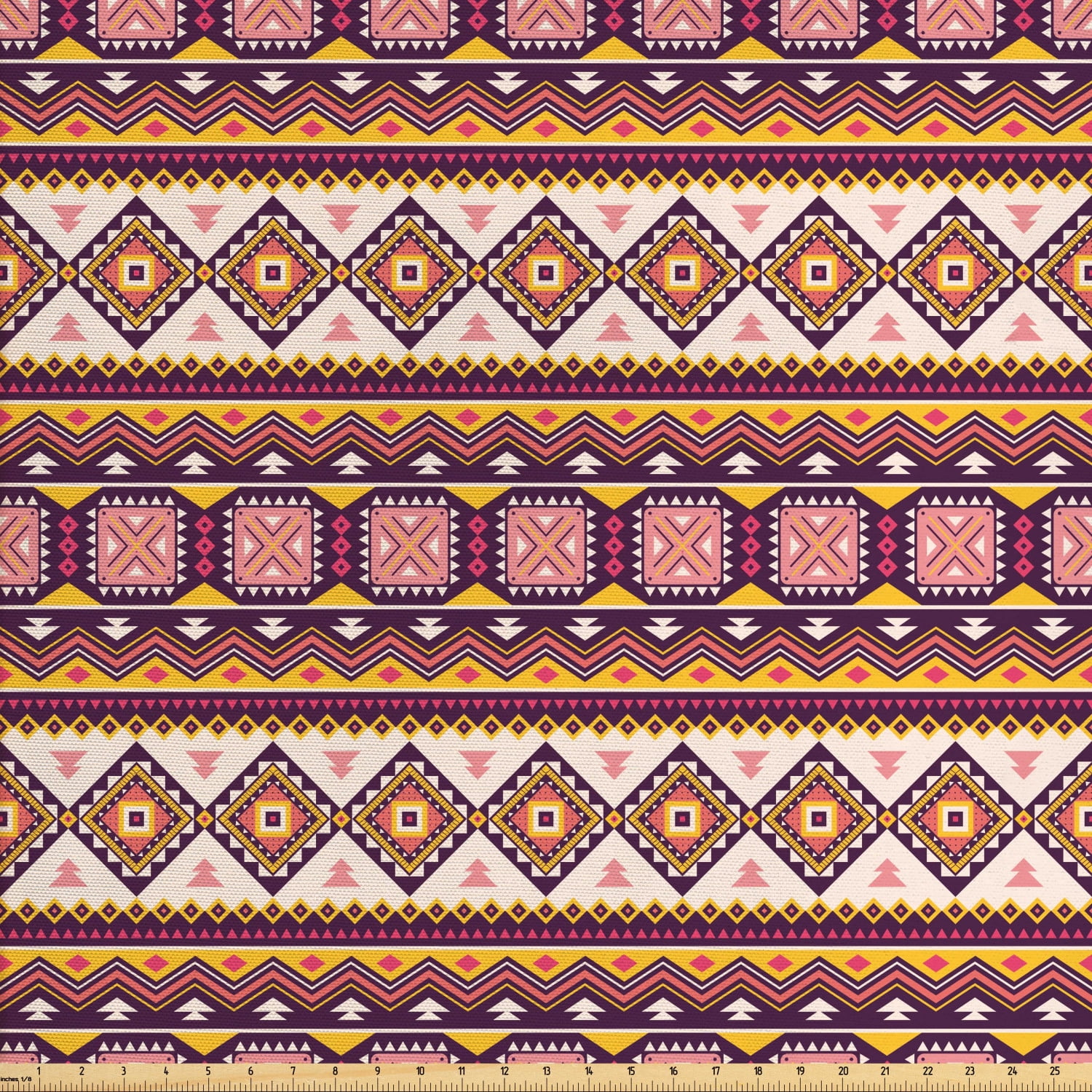 Aztec Fabric by The Yard, Mexican Triangles Vibrant Tones Repetitive ...