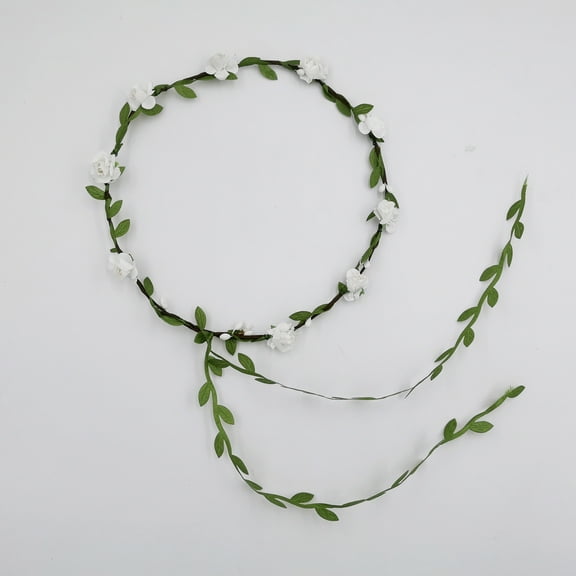 Nvzi-c Crown Floral Garland,Headband Rose Flower Wreath Handmade Bohemian Style Headdress for Bridal Headwear Party Festivals Hair Accessories(White)