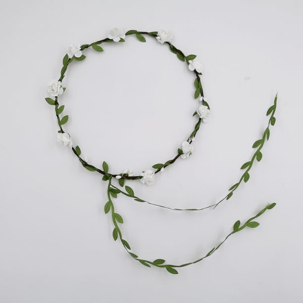 Zhuge Guirnalda floral con forma de corona, diadema con flores rosas, tocado hecho a mano para tocados de novia, fiestas, festivales, accesorios para el cabello (blanco)