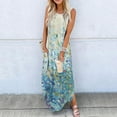 thumbnail image 1 of SMihono Robe Maxi Bohème d'Été pour Femmes Grande Taille Robe Longue Imprimée Sans Manches Col Rond Robe de Plage Robe d'Été, 1 of 5
