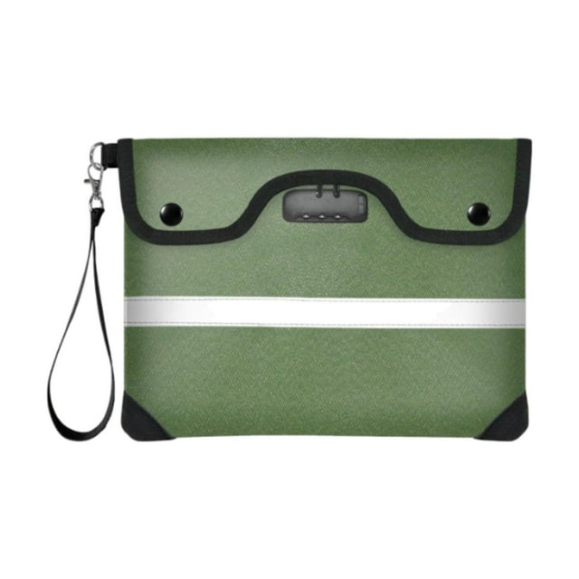 yuksok Fireproof Document Bag Fire Resistant Locking Bank Bag for Documents Deposit Green