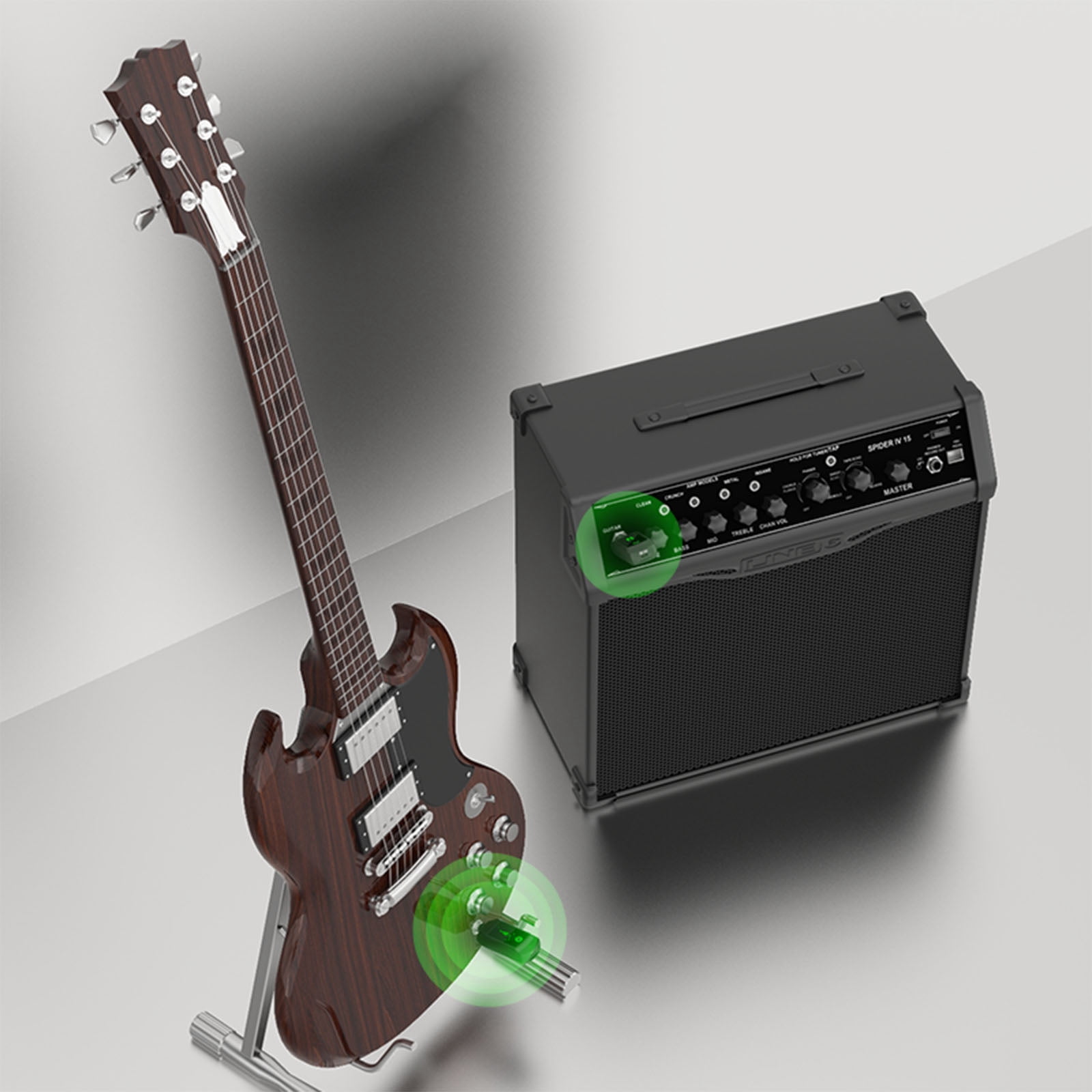HUISZJ Mini Wireless Guitar System, 50M Range Rechargeable Audio Transmitter & Receiver, Electric Guitar & Bass Accessory