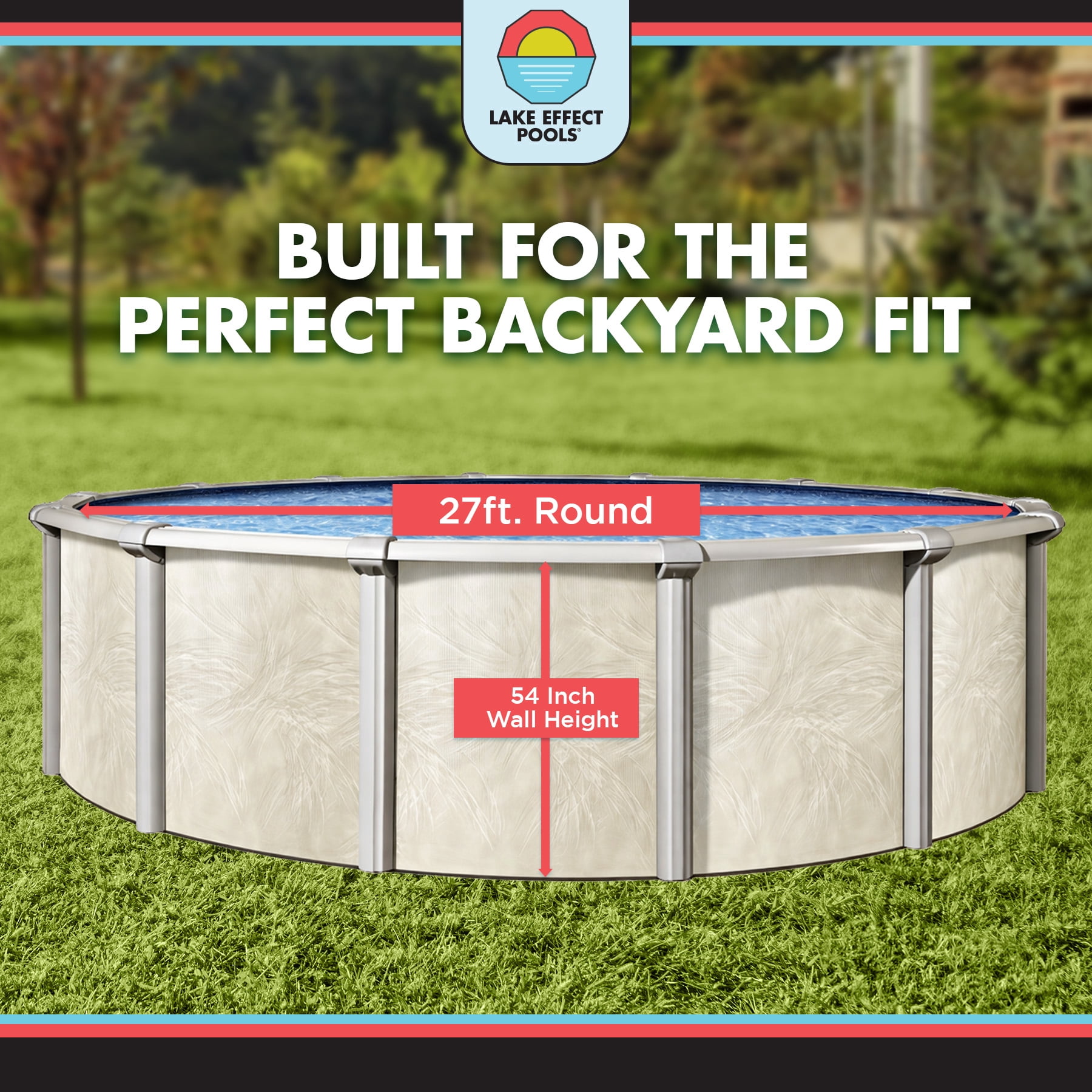 Lake Effect Pools Forever 27' Round x 54" Resin Protected Steel Wall Above Ground Swimming Pool