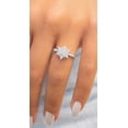 thumbnail image 3 of Delicate Round Cluster Diamond Ring Set Moissanite/CZ Plated White Gold Engagement Ring Valentine's Perfect Gift, 3 of 4