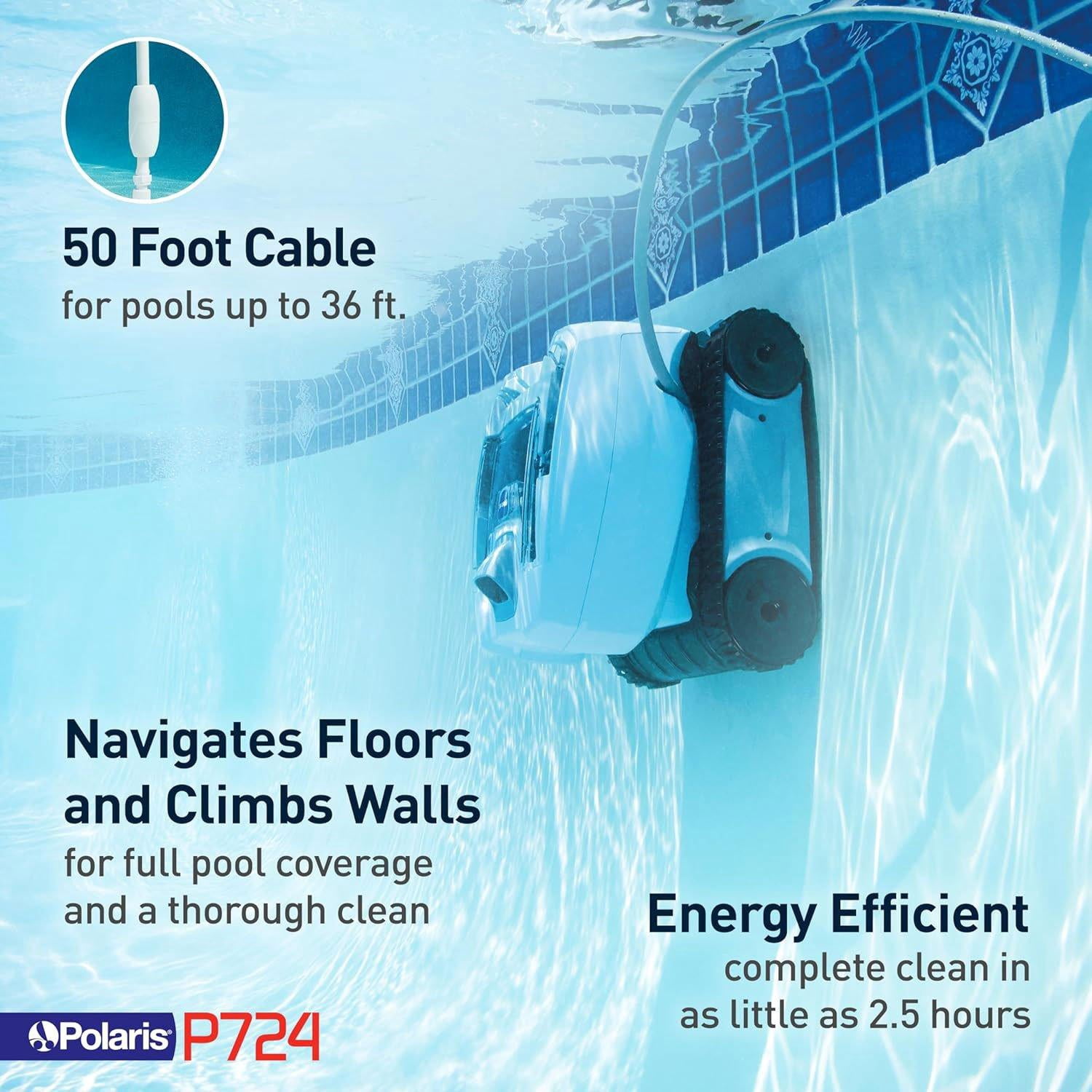 Polaris P724 Compact Lightweight Robotic Pool Cleaner F724