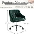 thumbnail image 3 of Velvet Office Swivel Chair, Vanity Fabric Desk Pretty Fancy Gold Office Chairs for Girls, 360°Swivel Height Adjustable Reception Chair (DarkGreen), 3 of 10