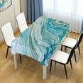 thumbnail image 7 of Teal Blue Gold Marble Rectangle Tablecloth, Dust Proof Anti Wrinkle Wipeable Table Cloth Tabletop for of Dinner Kitchen Wedding Holiday Party 60"x60" Home Decor, 7 of 7
