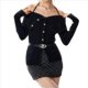 thumbnail image 1 of Suéter de Punto Acanalado Asimétrico para Mujer, Informal, Liso, Ajustado, de Larga. Negro Talla Única, 1 of 9