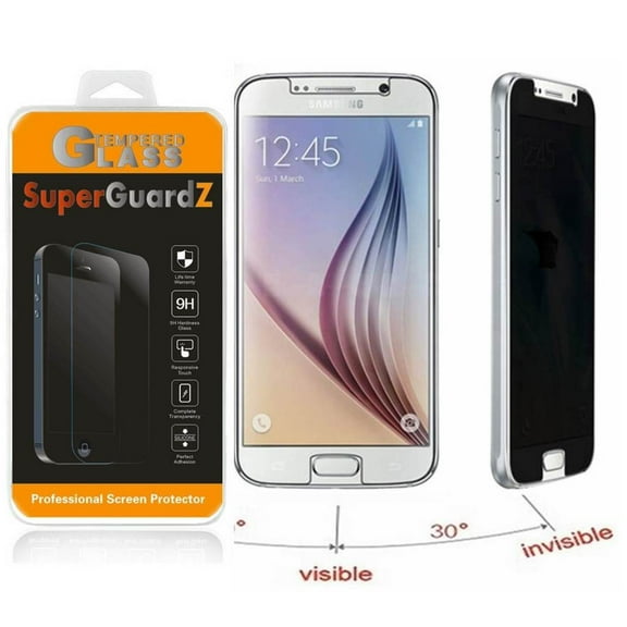 [2-Pack] For Samsung Galaxy S6 - SuperGuardZ Privacy Anti-Spy Tempered Glass Screen Protector, 9H, Anti-Scratch, Anti-Bubble, Anti-Fingerprint