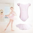 thumbnail image 2 of LNMQLPDBS Girls Ballet Leotards Ruffle Short Sleeve Bow Bodysuit & Layered Tulle Tutu Skirt 2pcs Outfits Ballerina Costume Toddler Dance Dress Outfit for Dance Performance and Training, 2 of 4