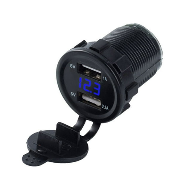 Reemplazo del encendedor de cigarrillos del coche de la pantalla Digital del voltaje del cargador del coche del USB dual universal para la motocicleta del coche de 12V / 24V Vogacara DZ4100-03B