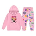 thumbnail image 4 of Kids Outfits Set 6 7 Six Seven Letter Outfits Set Comfortable Boys Winter Outfit Warm Fleece Hoodie And Jogger Pants With Print Pink 150(10-11 Years), 4 of 6