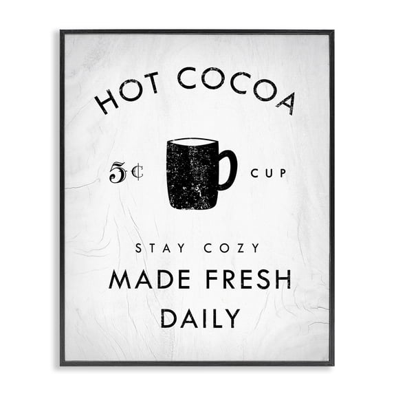 Stupell Industries Rustic Lodge Vintage Hot Cocoa Sign Black Framed Giclee Art, 11 x 14, by Lil' Rue