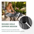 thumbnail image 4 of Round Outdoor Tablecloth with Umbrella Hole and Zipper, Black Stripes Tablecloth with Elastic Waterproof, Modern Simple Greyish Gradient Lines Patio Table Covers for 55" - 60" Picnic Pool Tables, 4 of 9