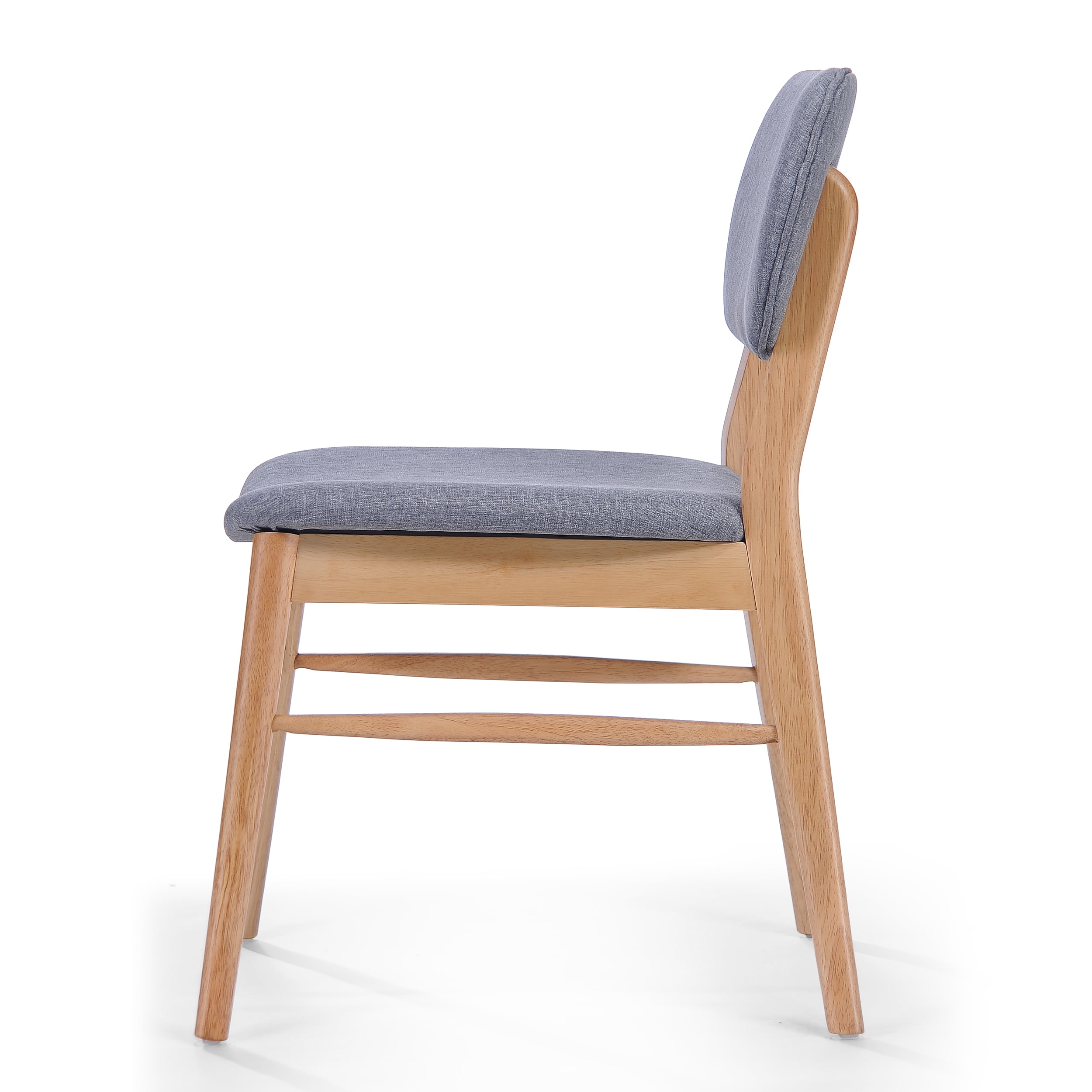 Noble House Colleen Mid-Century Fabric Dining Chairs, Set of 2, Gray, Natural Oak