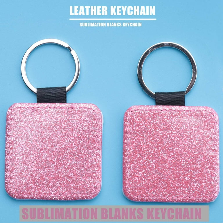 12 Pack Sublimation Blanks Keychain 4 Types Glitter PU Leather