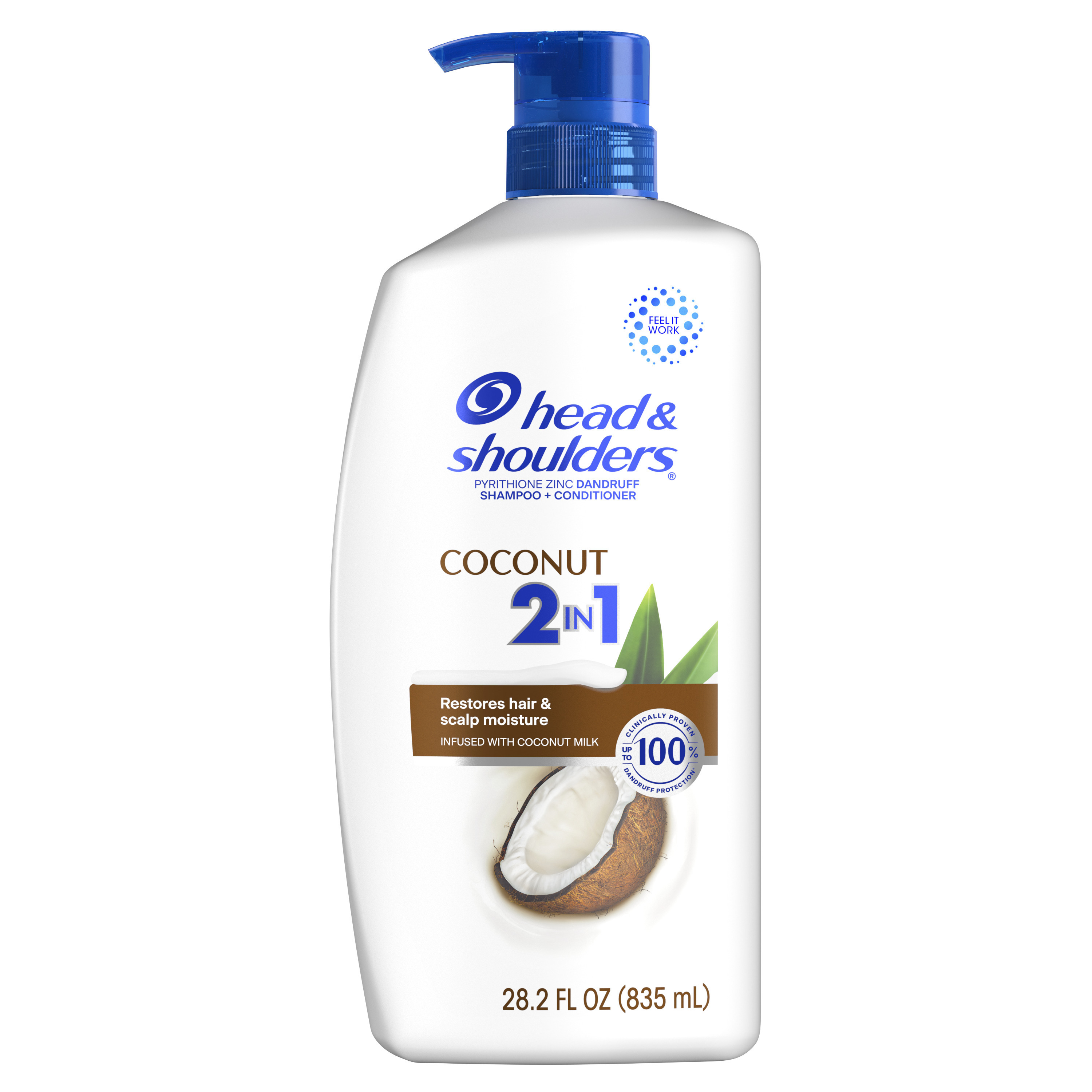 Head and Shoulders 2 in 1 Dandruff Shampoo and Conditioner, Coconut, 28.2 fl oz