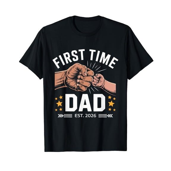 First Time Dad Est 2026 Fist Bump New Dad Funny Fathers Day T-Shirt