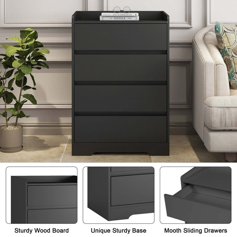 Aukfa Wood 4 Drawer Dresser,Chest of Drawer with Anti-fall Device